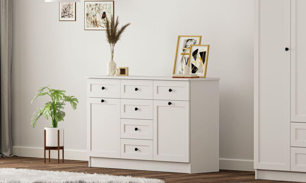 Hanah Home Komoda Rb-168-04-001, 130x85x43 cm, Bela