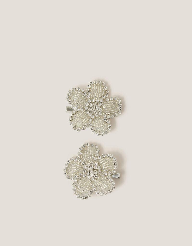 Monsoon Set šnali za kosu za devojčice Bling Flower, Srebrne boje