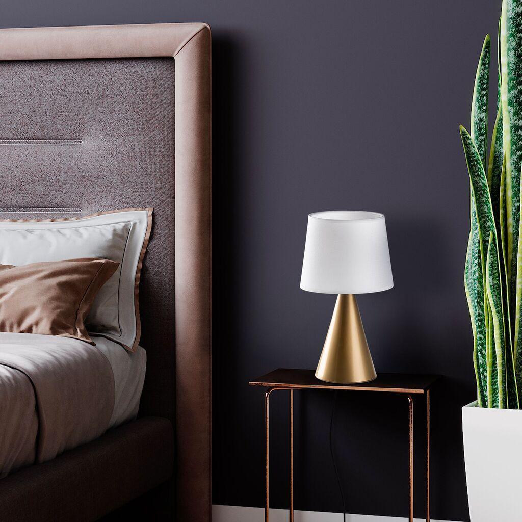 Opviq Stona lampa Kona-15487, Zlatno-bela