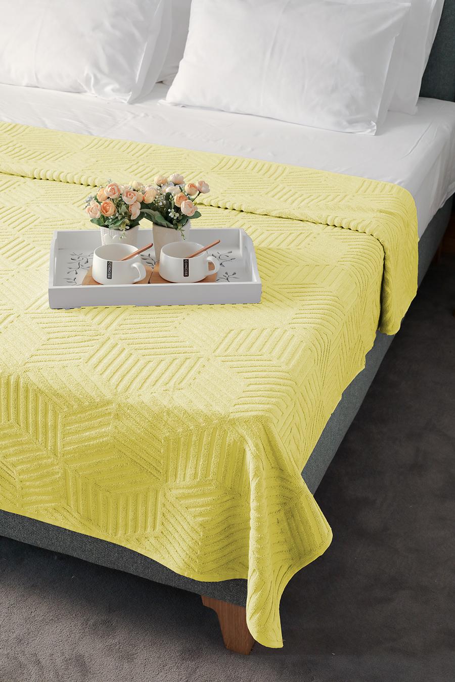 DEKOR DOM Frotir prekrivač Cube 200x210cm, Žuti