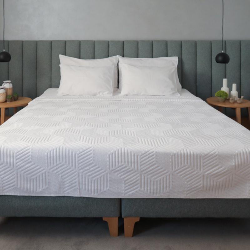 DEKOR DOM Frotir prekrivač Cube 145x200cm, Beli