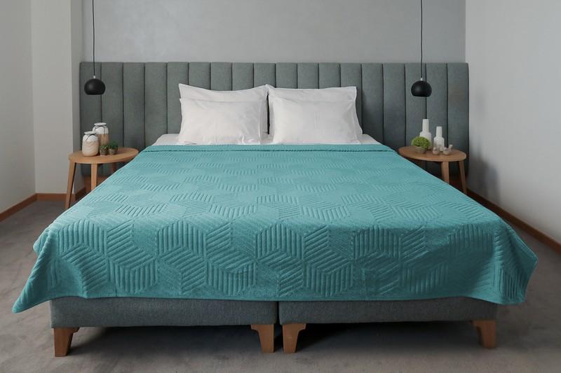 DEKOR DOM Frotir prekrivač Cube 200x210cm, Tirkizni