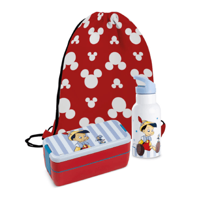 Egan Italy Set kutija za užinu, podesiva torba i termos Pinocchio Disney, 3 komada