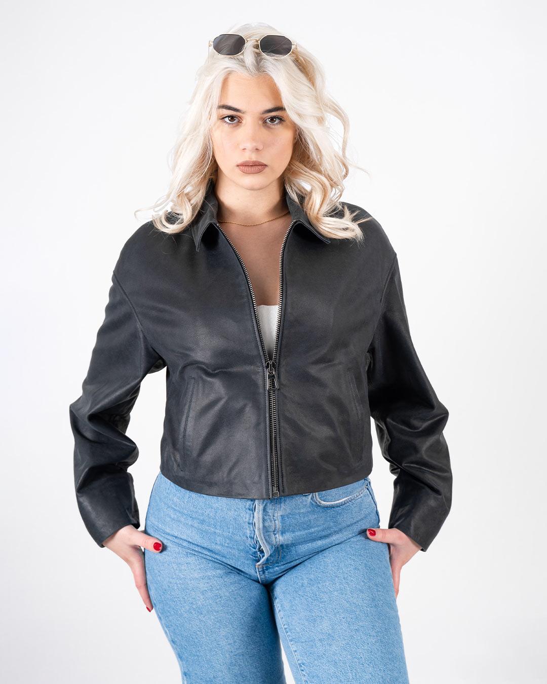 BRACA PREMIUM Ženska kožna jakna BC-151, Siva