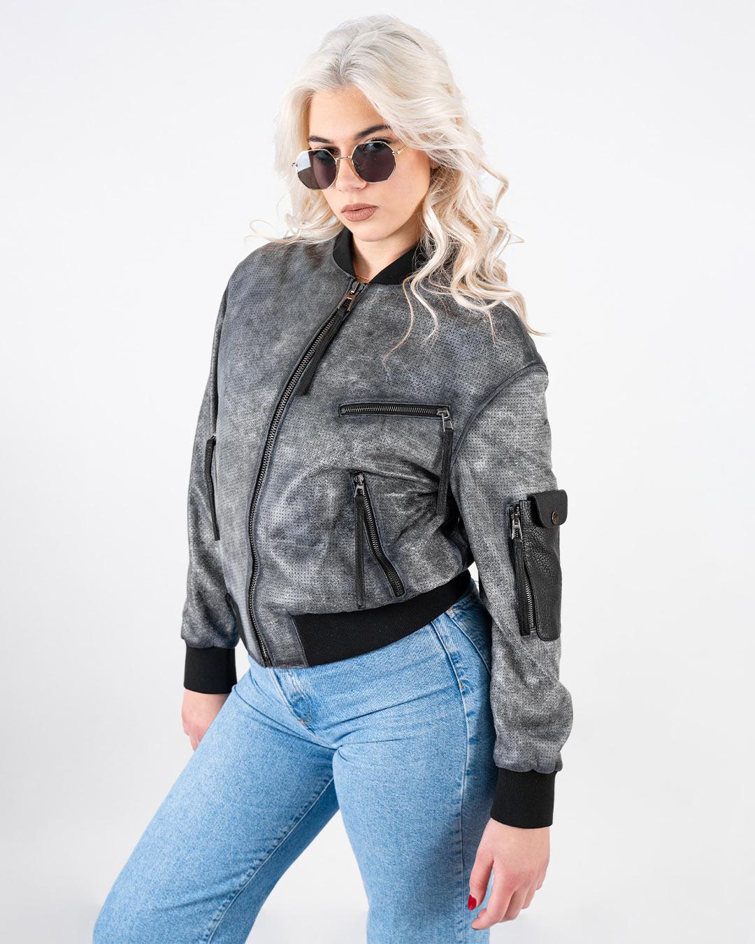 BRACA PREMIUM Ženska kožna jakna BC-154, Siva