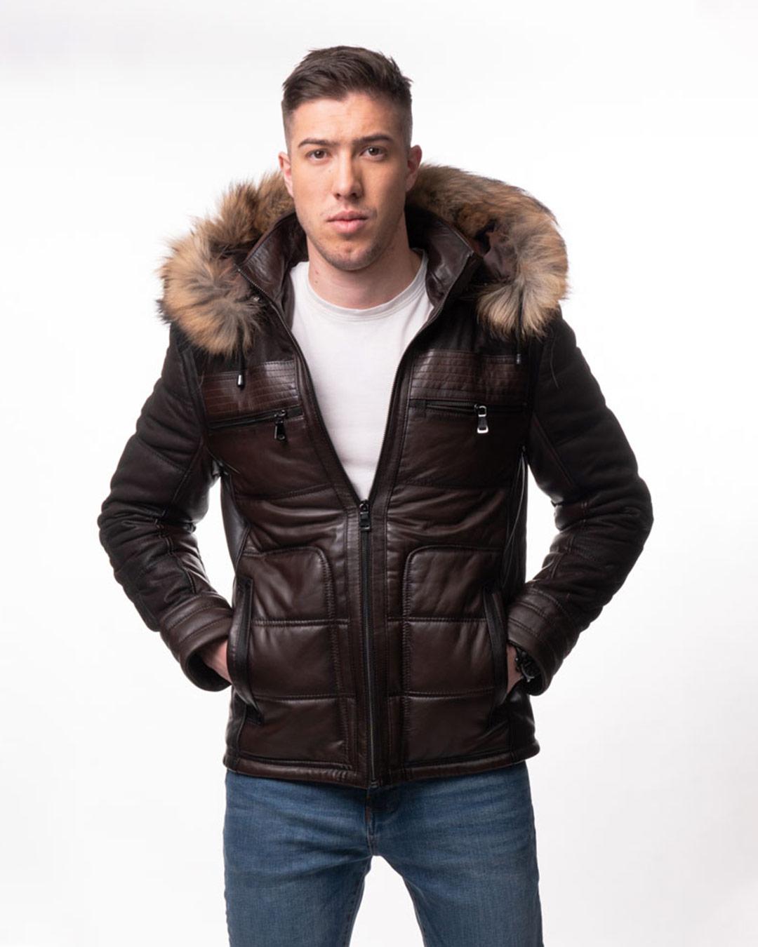 LA FORCE Muška kožna jakna Bronson, Tamnobraon