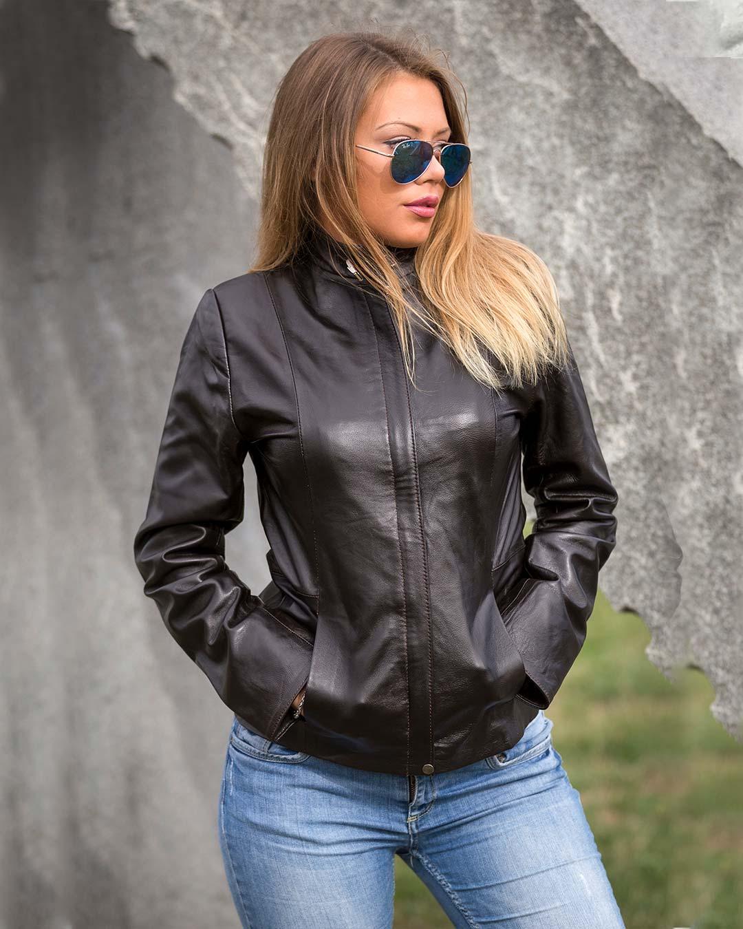 LA FORCE Ženska kožna jakna Donna, Tamnobraon