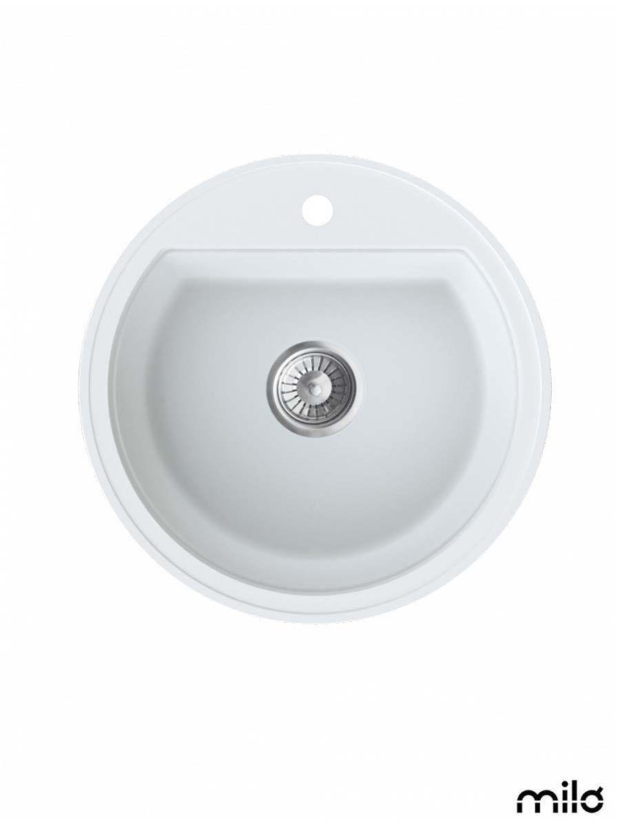 Milo Granitna sudopera Essence, ø90, Ø51cm, Magnesia white sifon