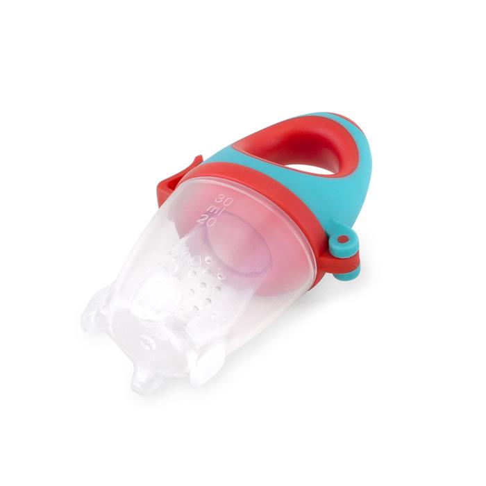 Elfi Silikonska mljackalica za hranu Raketa, Plavo-crvena