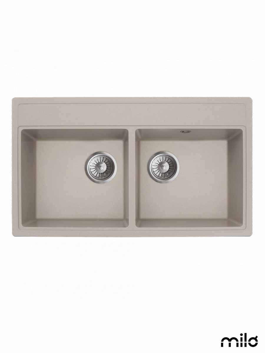 Milo Granitna sudopera Metro, Dupla, ø90, 76x44cm, Pure sand