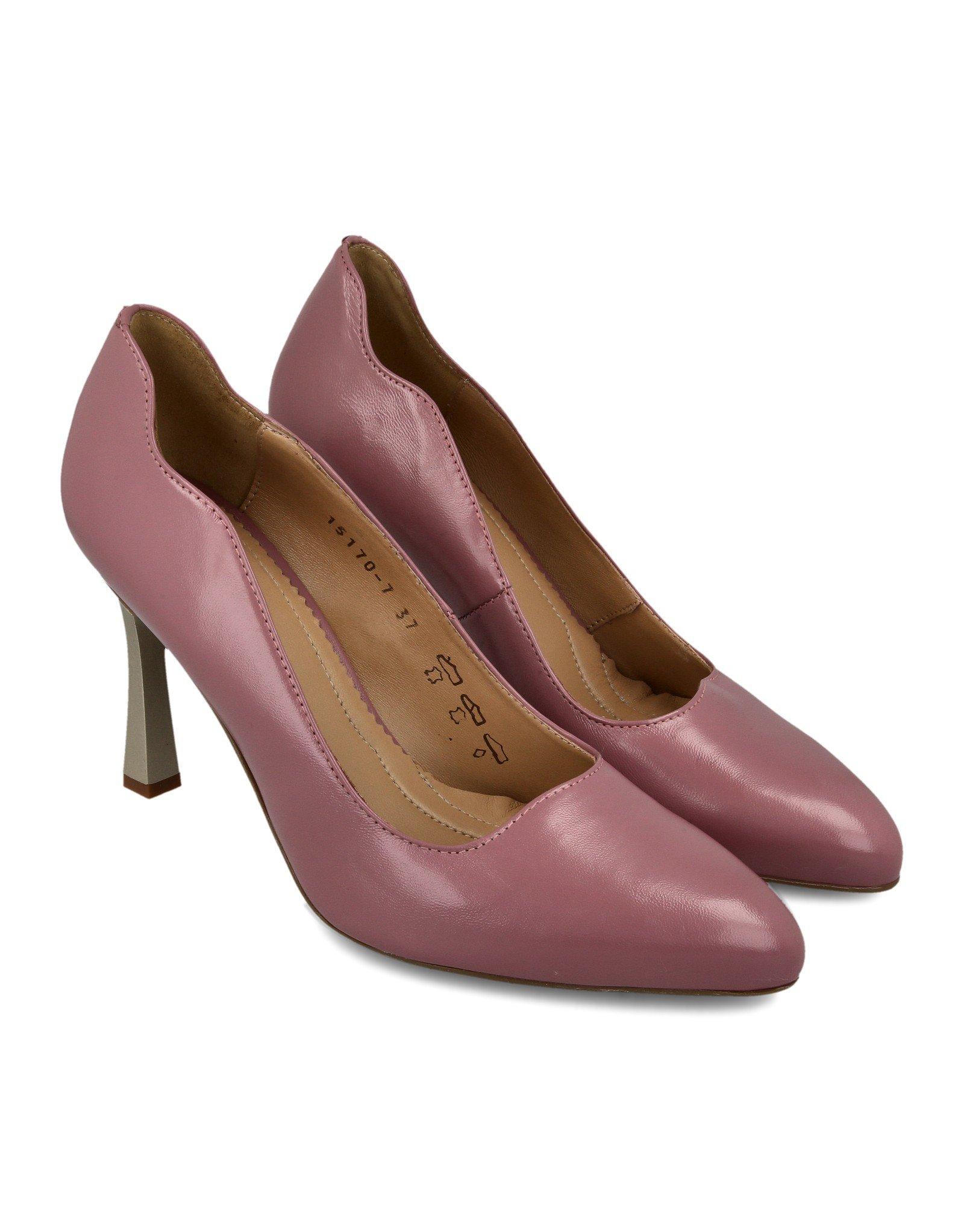 Paar Ženske kožne cipele na štiklu 15170-7, Roze