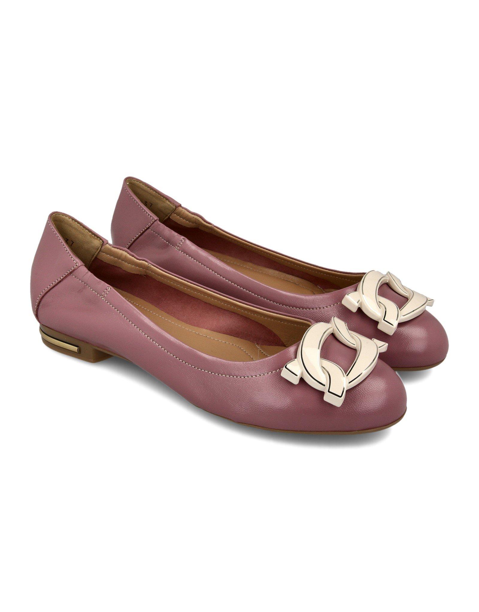 Paar Ženske kožne baletanke 33232-7, Roze