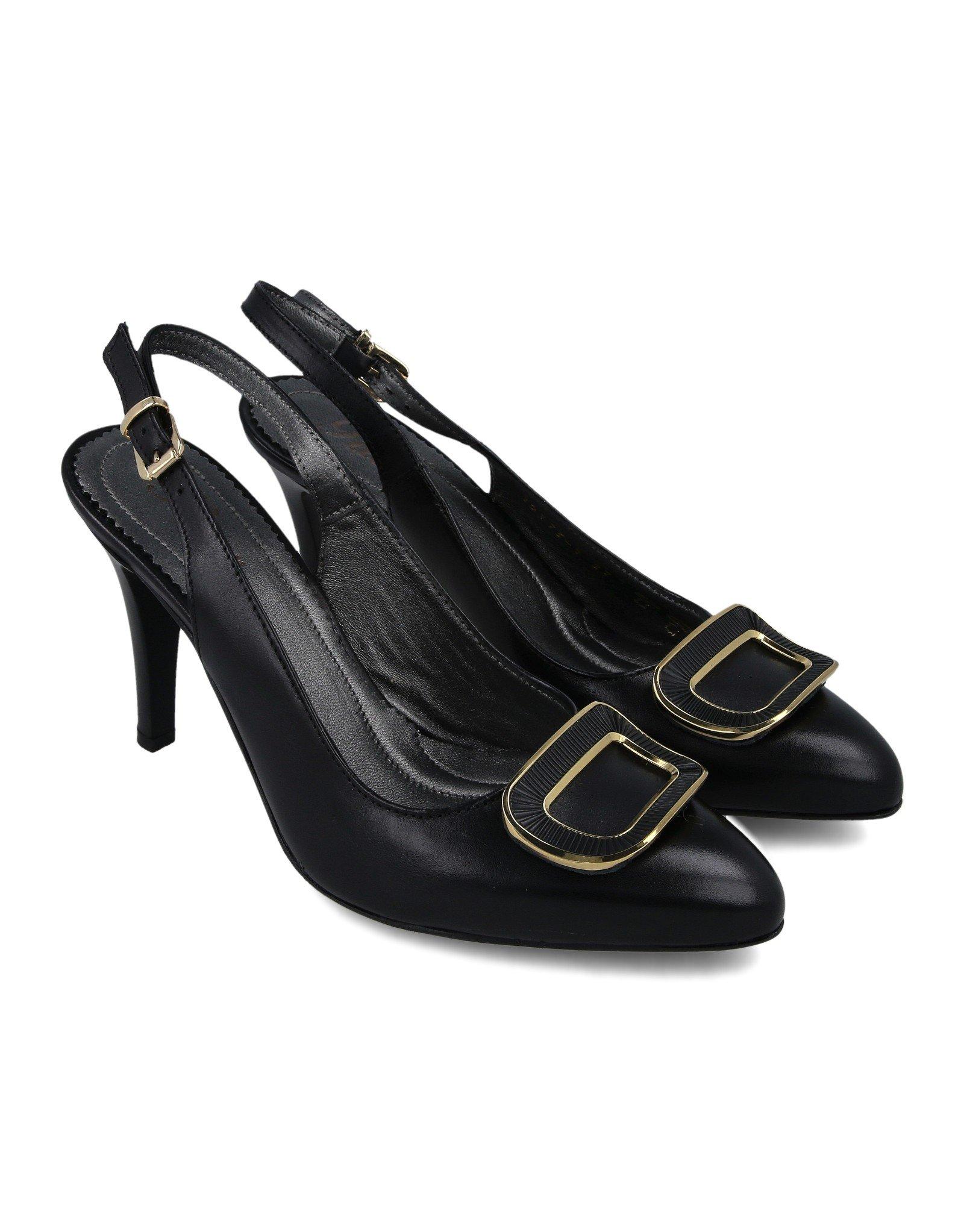 Paar Ženske kožne cipele na štiklu 15173-1, Crne