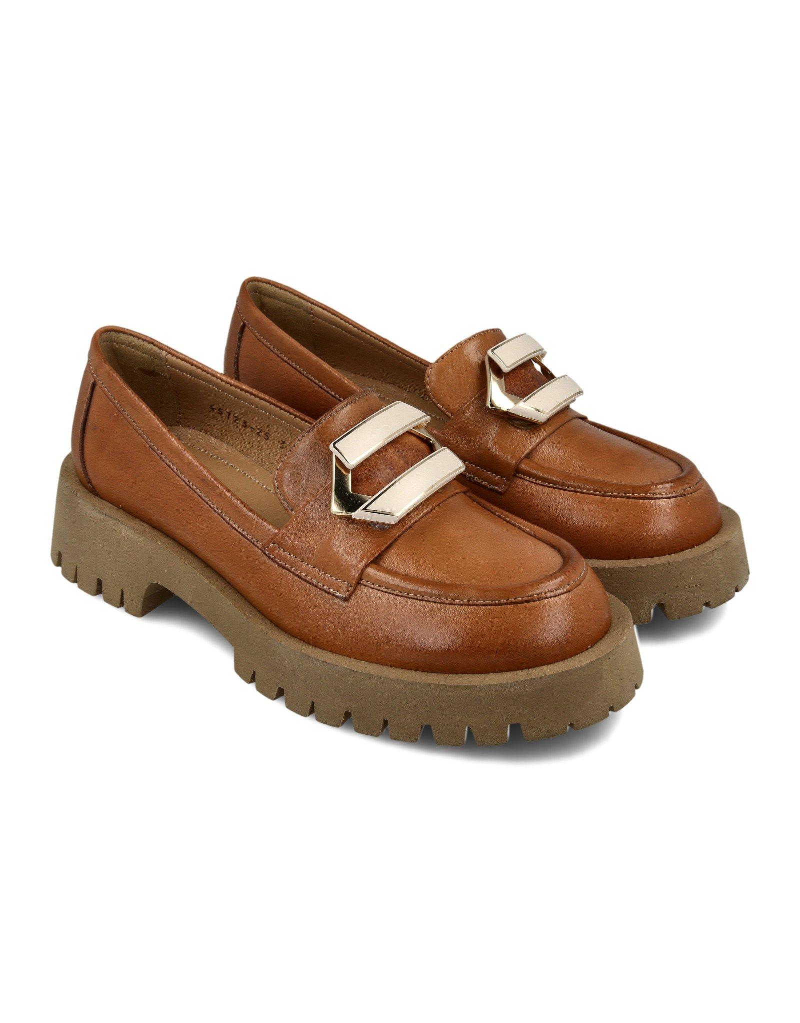 Paar Ženske kožne mokasine 45723-25, Braon