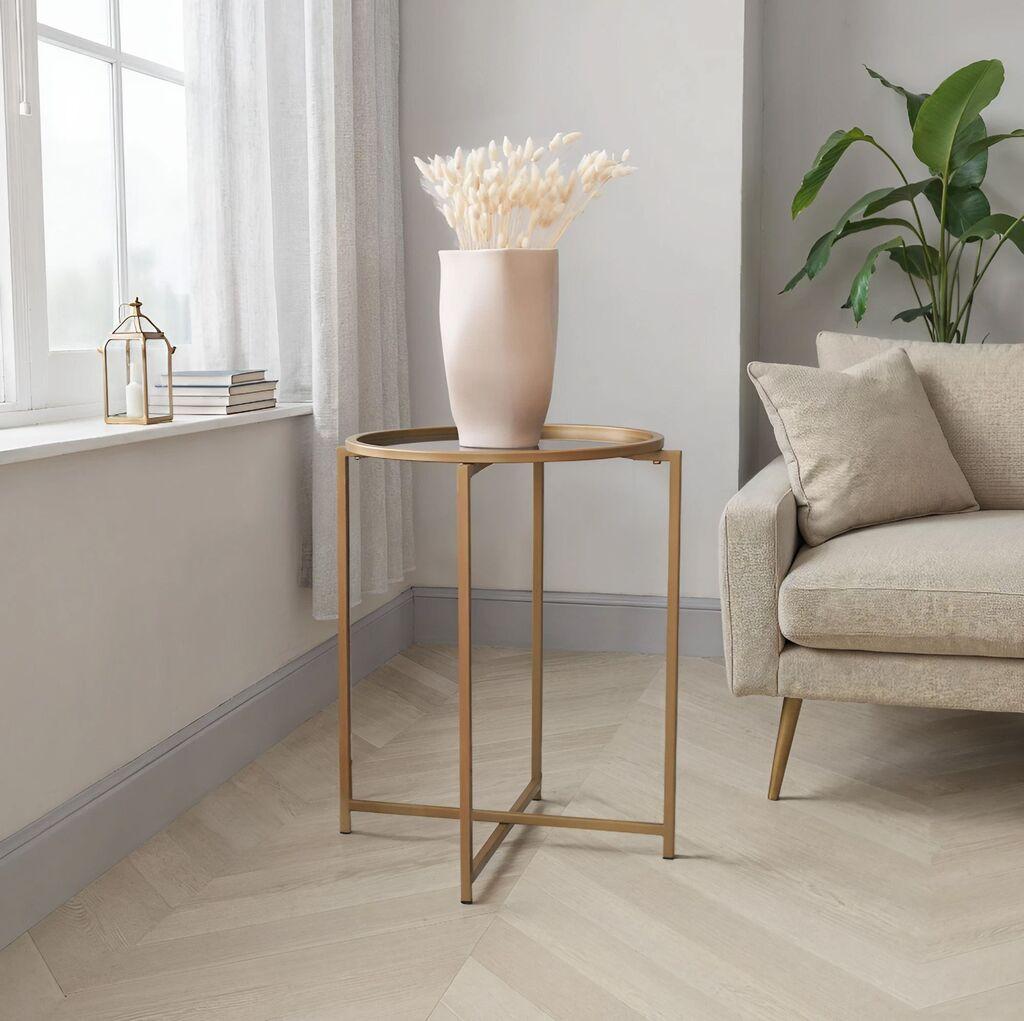 Hanah Home Klub sto 50x50x50cm Zlatno-Sivi