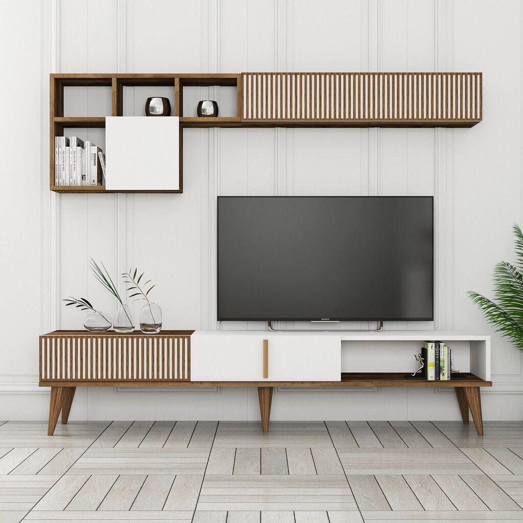 Hanah Home Milan TV TV polica, Braon-Bela