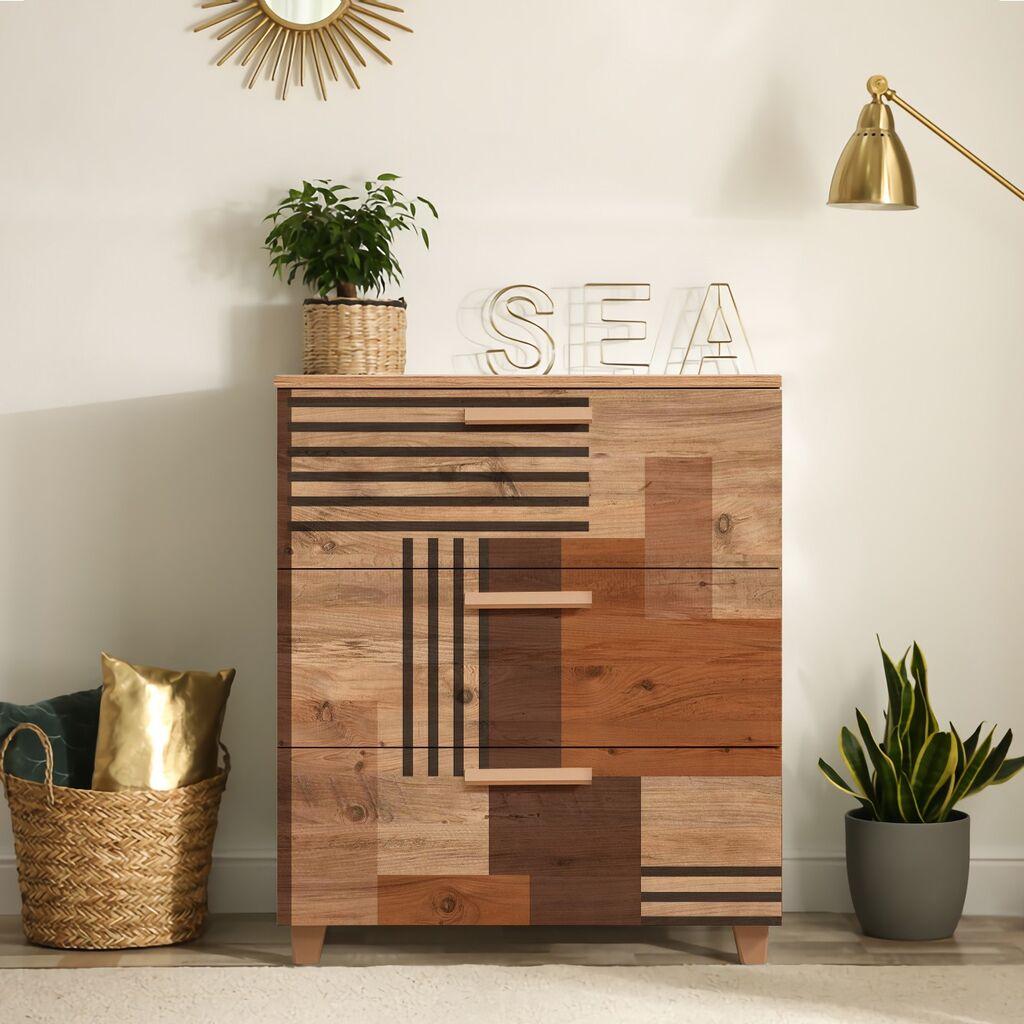 Hanah Home Komoda Leva Gravis Colorblock 80x95x43cm Bež