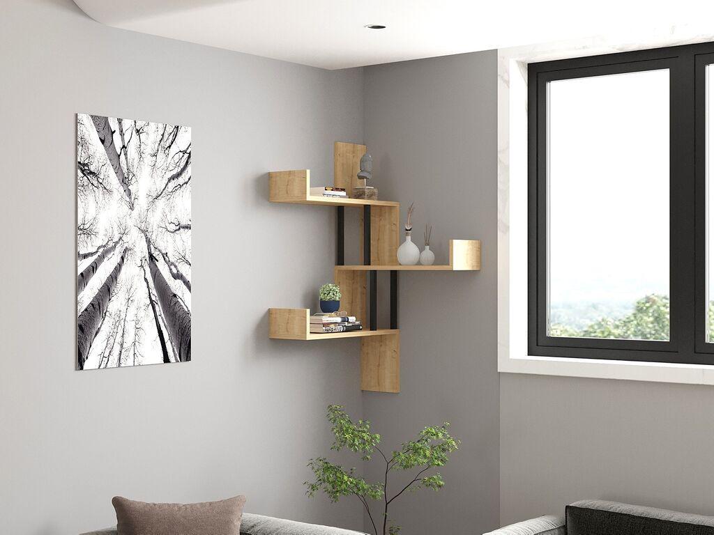 Hanah Home Bombe Sapphire Oak Zidna polica, Braon