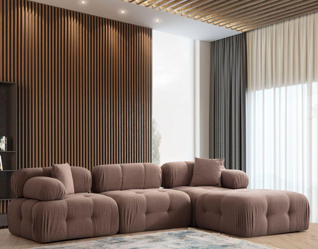 Atelier del Sofa L1 O1 1R Pouffe Doblo Ugaona garnitura, 3 Sedišta, Kapućino