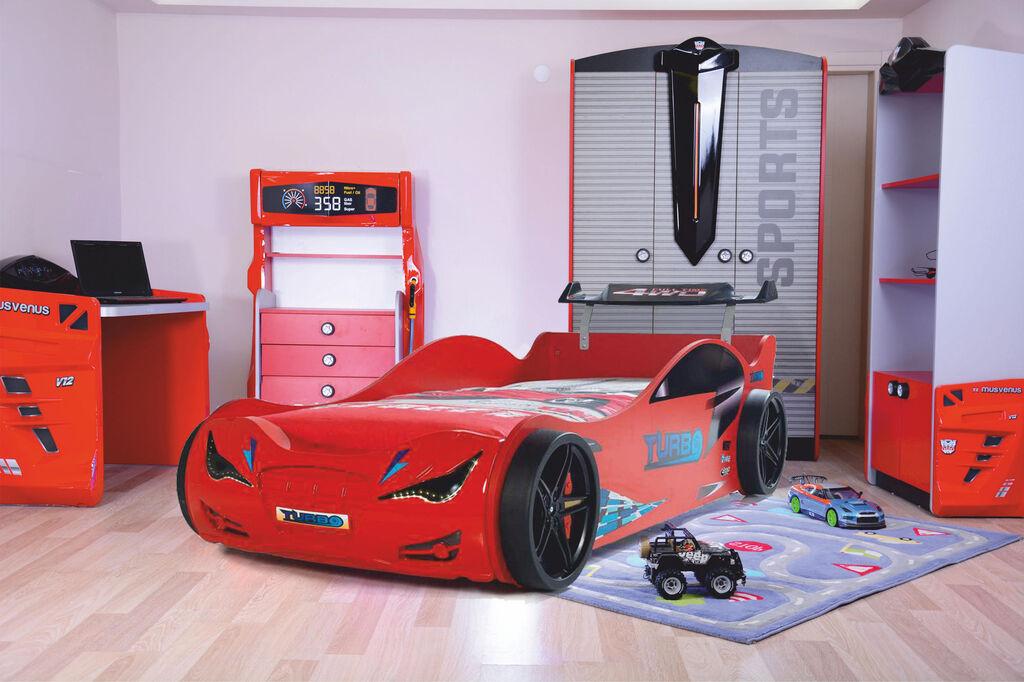 Hanah Home Dečiji krevet - auto Eko 120x60​​x230cm Crni