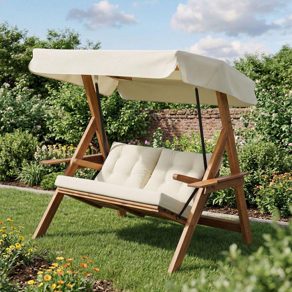 Hanah Home Baštenska ljuljaška Galata Swing S2 120x195x58cm Krem
