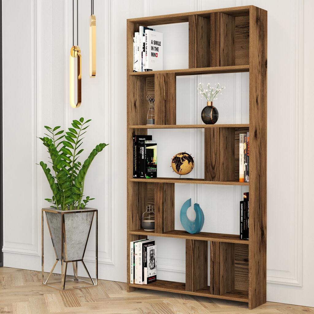 Hanah Home Lima Walnut Polica za knjige 90x180x20cm, Smeđa