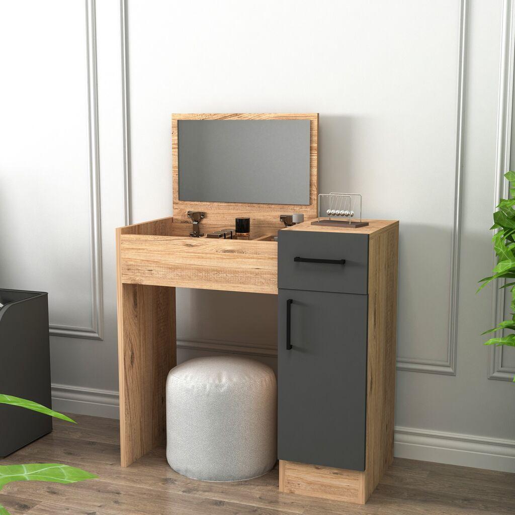 Hanah Home Sto za šminkanje 108x77x37,3cm Bež-Antracit