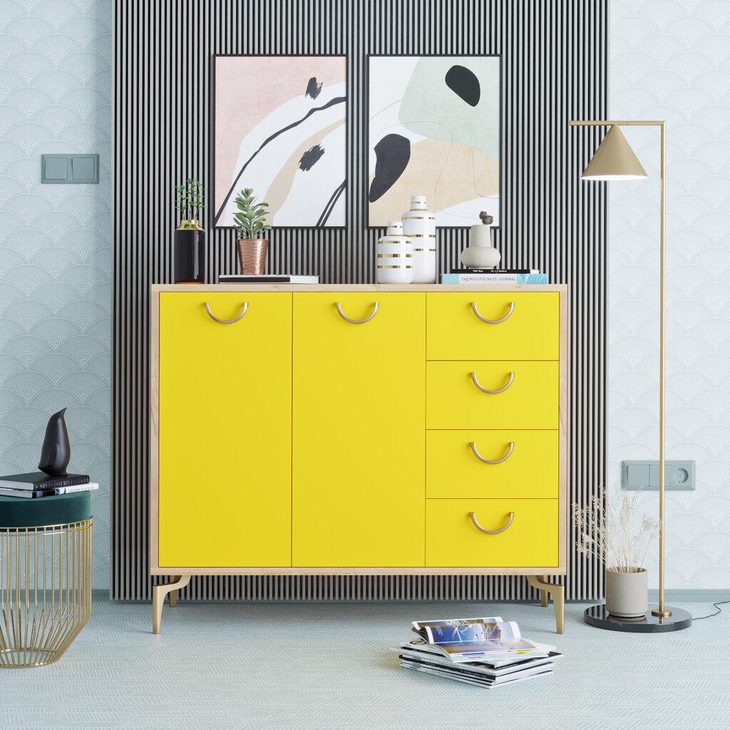 Hanah home Cipelarnik 100x82x35cm Hrast-Žuti