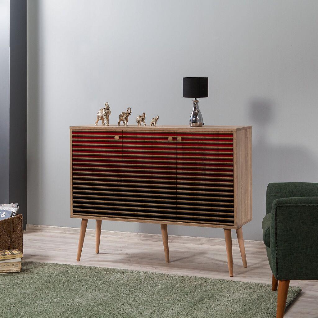 Hanah Home Mega 221 Komoda, Braon-Bordo