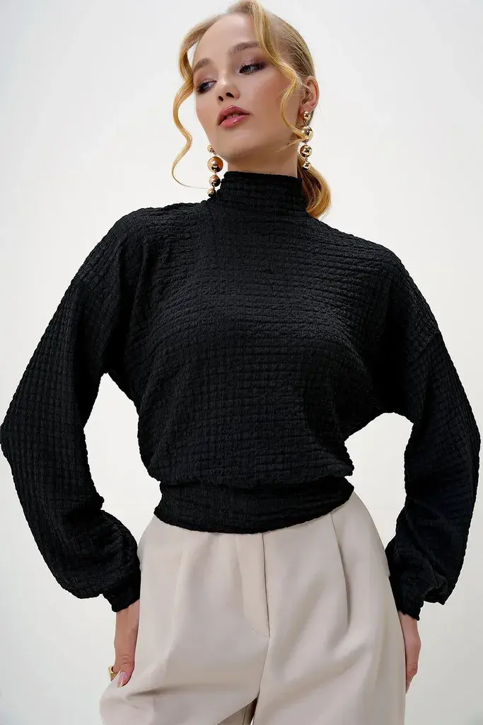 Trend Alacati Stili Ženska bluza dugih rukava Alc-X13124, Crna