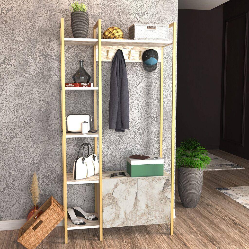 Hanah Home Cipelarnik 90x175x35cm Belo-Zlatni