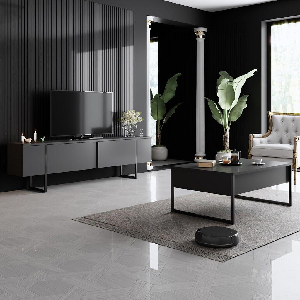 Hanah Home Luxe Set za dnevnu sobu, 2 komada, Antracit