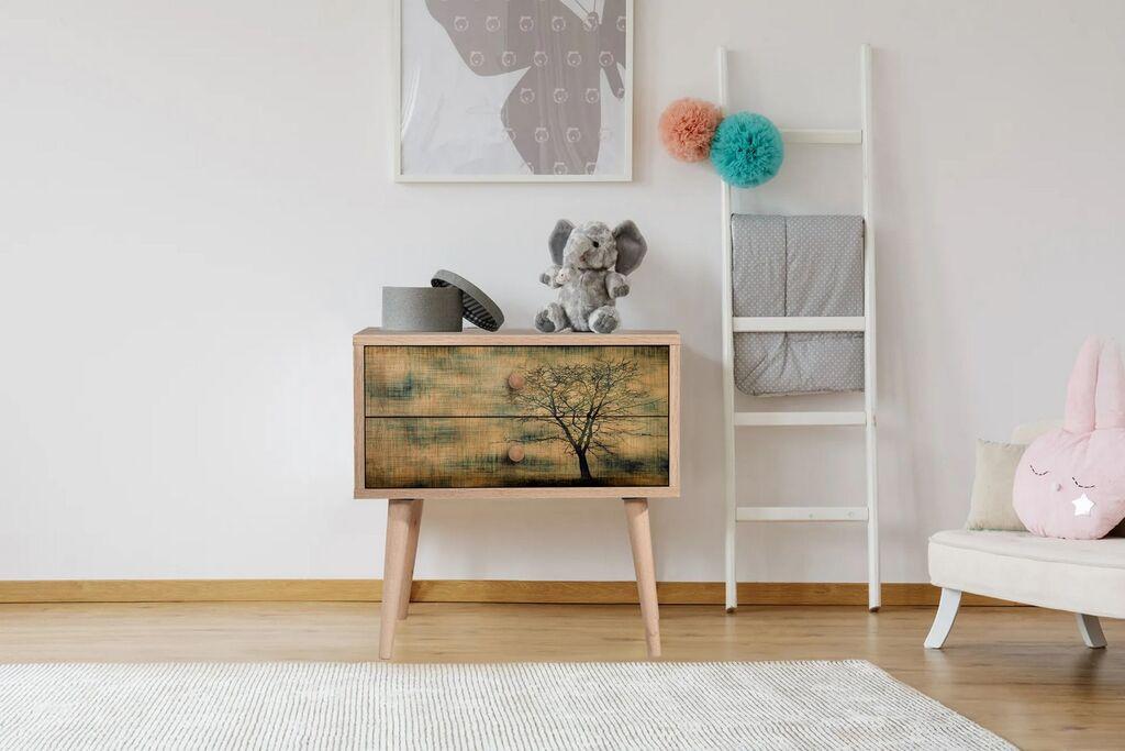 Hanah Home Two 729 Noćni stočić, 2 fioke, 60x61x40cm, Krem-braon