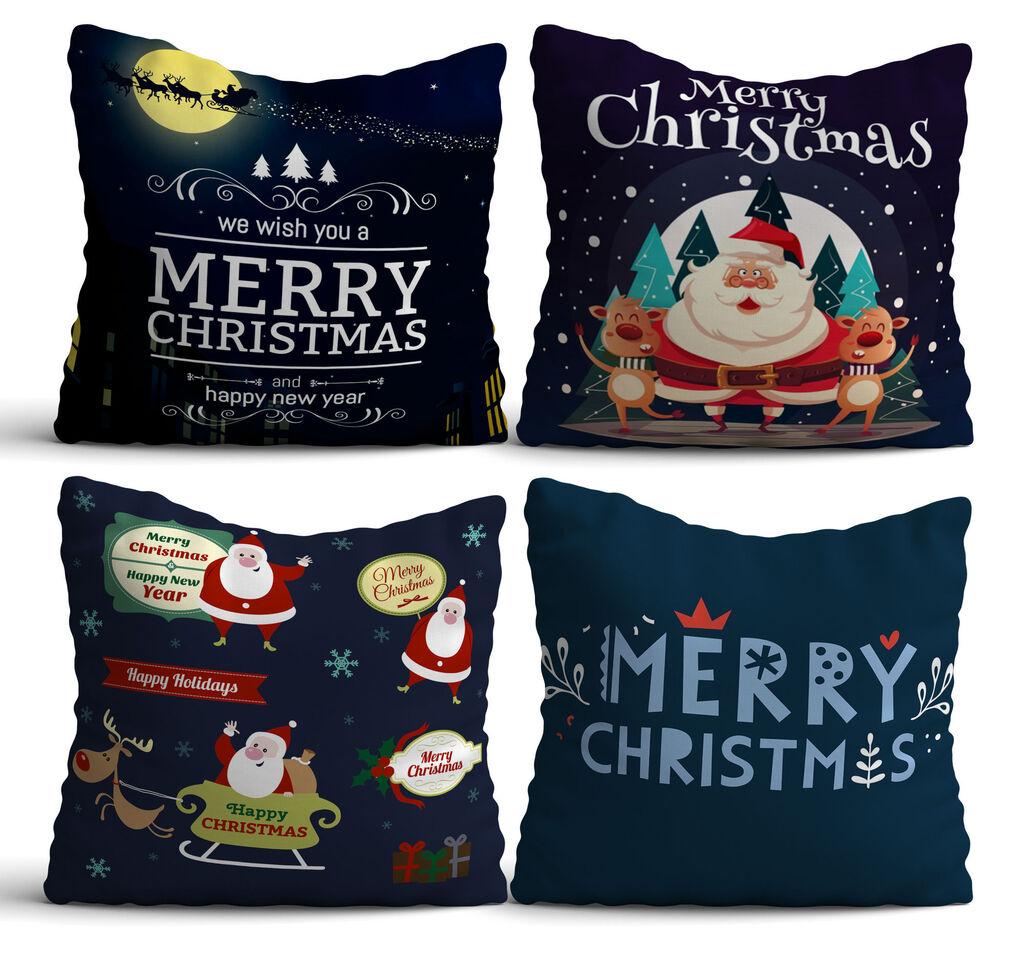 Aberto Design NYXMAS02 Set od 4 dekorativnih jastuka, 43 x 43 cm, Teget