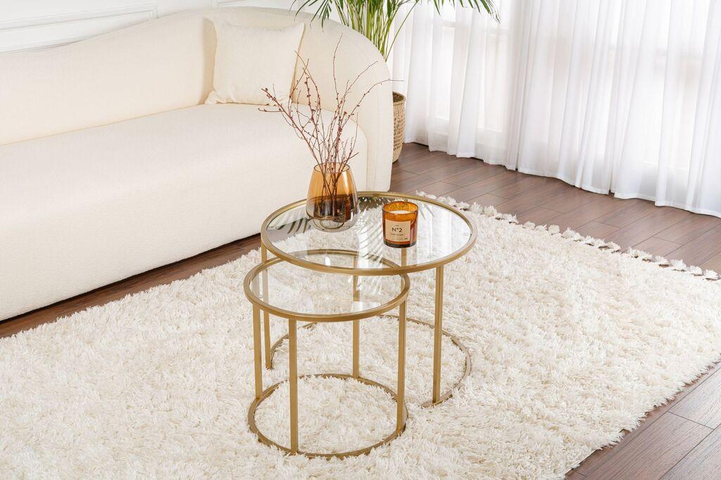 Hanah Home Klub sto Belarus 60x60x43cm&42x42x39cm, Zlatni