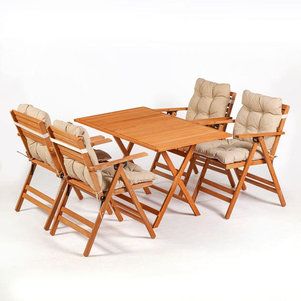 Hanah Home Baštenski set sto i 4 stolice Bež