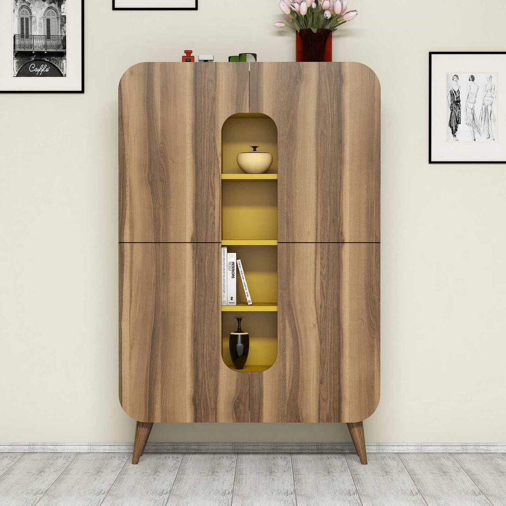 Hanah Home Mine Walnut Višenamenski ormar, Žuti