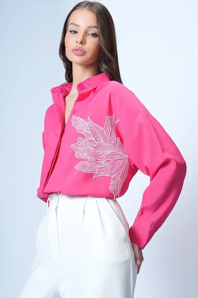 Trend Alacati Stili Ženska košulja dugih rukava Alc-X12651, Regular fit, Roze