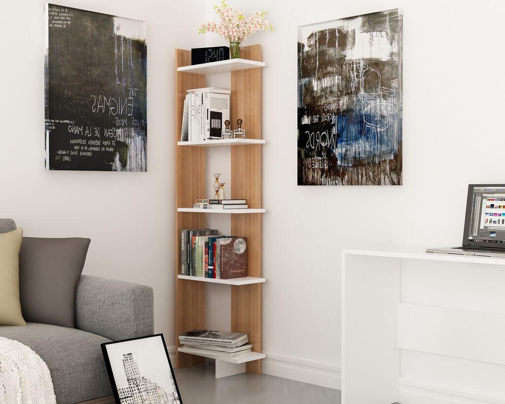 Hanah Home Polica za knjige Als Teak, Bela