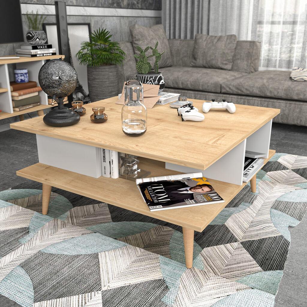 Hanah Home Akya Sto za dnevnu sobu, 89x44x89cm, Krem-beli