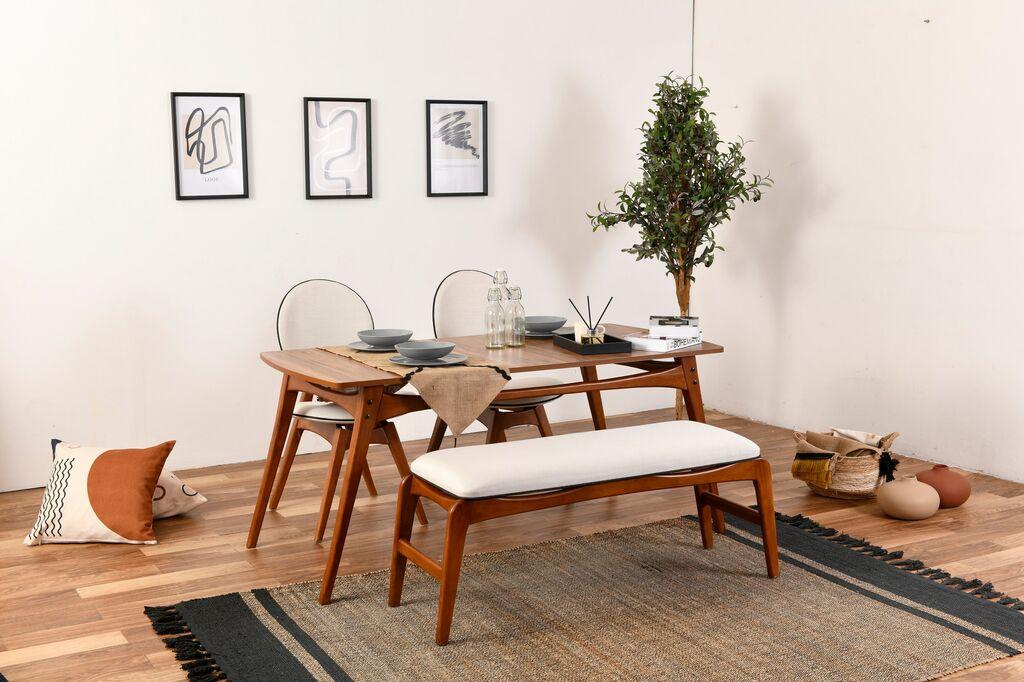 Hanah home Set trpezarijski sto, 2 trpezarijske stolice i klupa Touch Orah