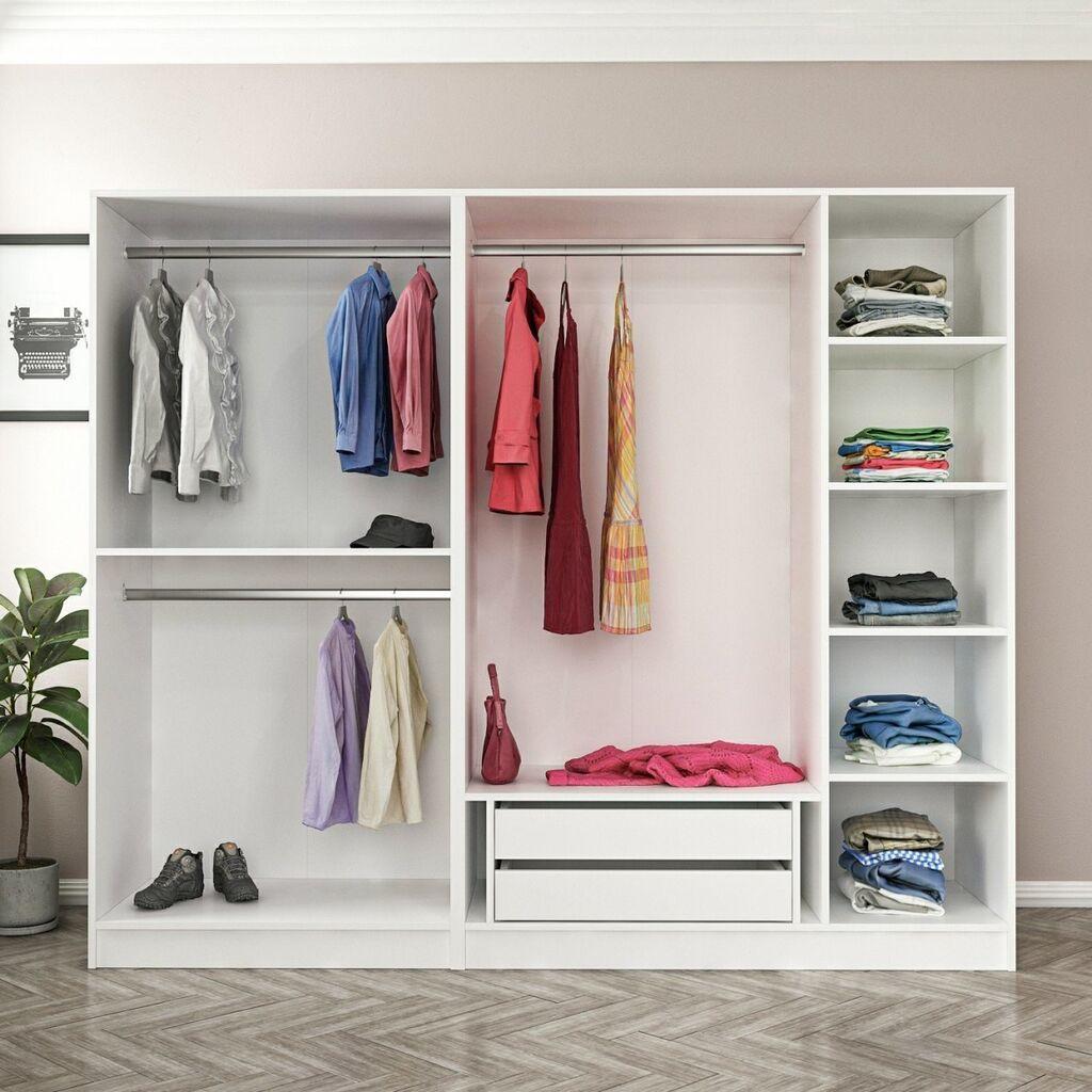 Hanah Home Kale 190 White v2 Garderober, 225x190x52cm, Beli
