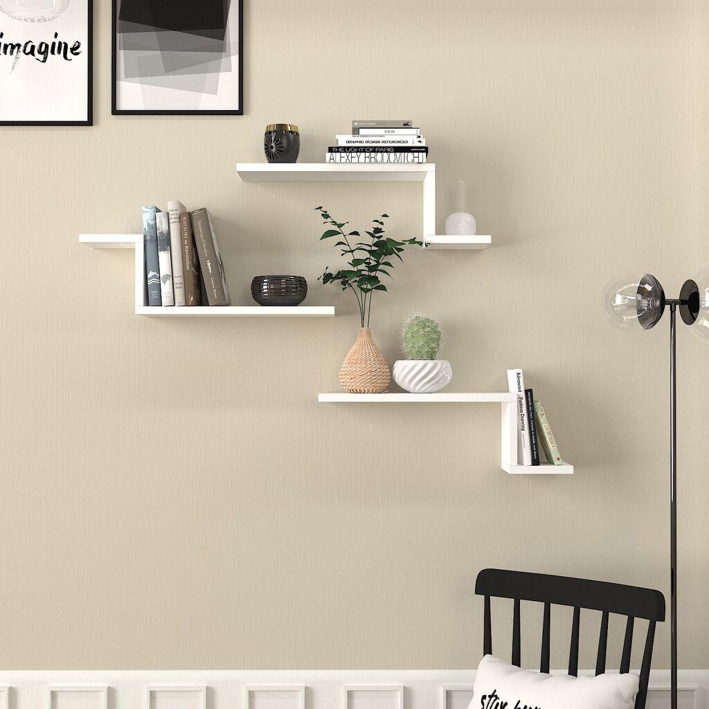 Hanah Home Lowa Zidna polica, 3 komada, Bela
