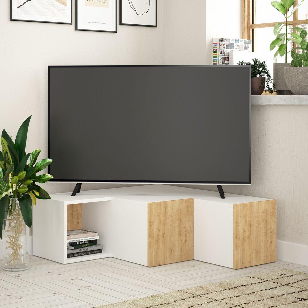 Hanah Home Compact TV polica, Bela-Braon