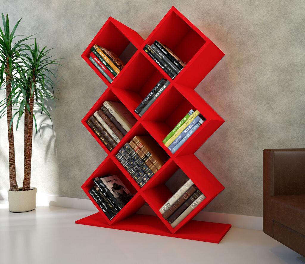Hanah Home Kumsal Red Polica za knjige 90x129x19.5cm, Crvena