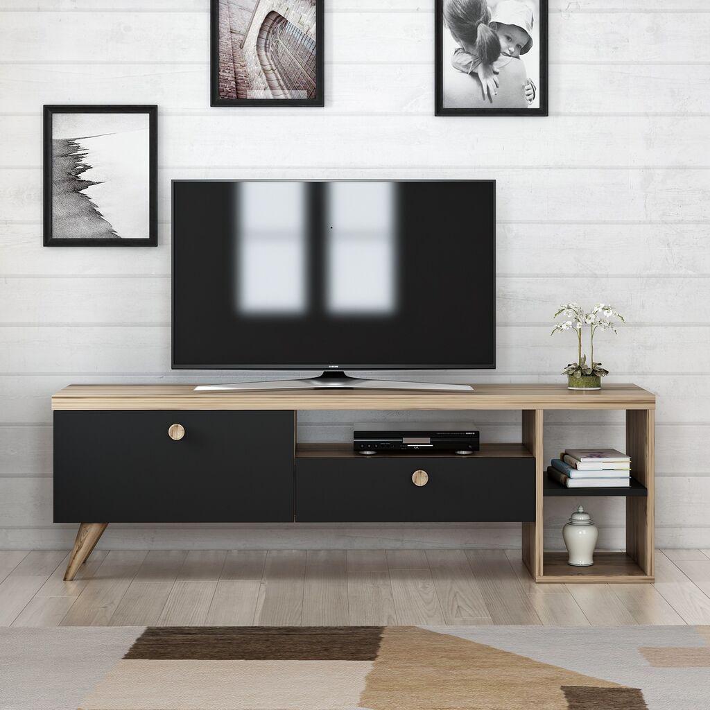 Hanah Home Parion TV polica, Crna-Braon