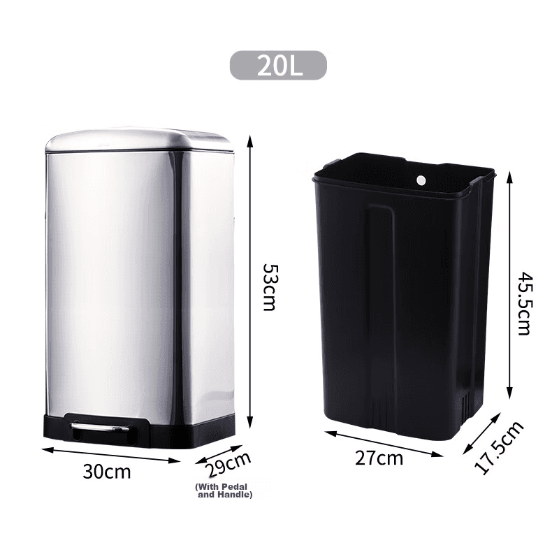 Kanta za otpatke, 20 L, Srebrne boje