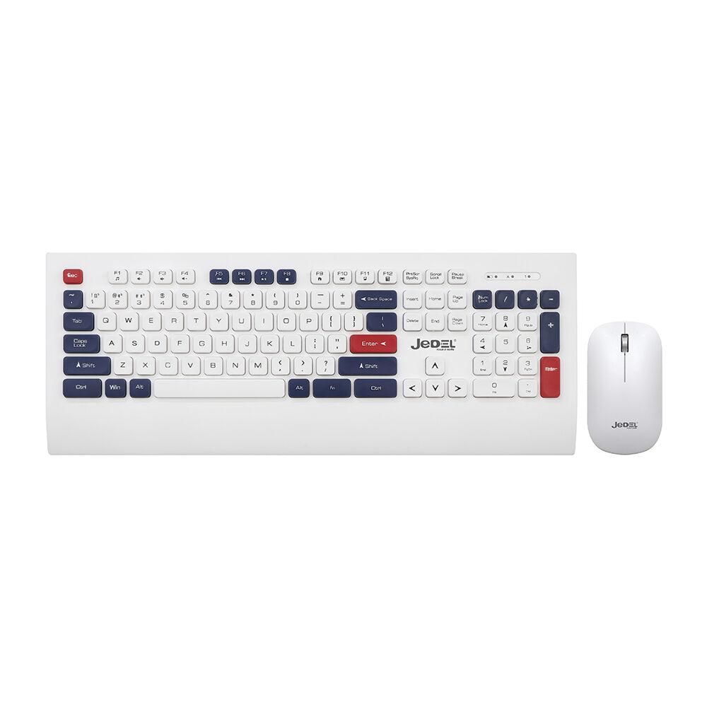 Jedel Bežična Tastatura, Mehanička, , Mehanička i miš WS671 belo-plava