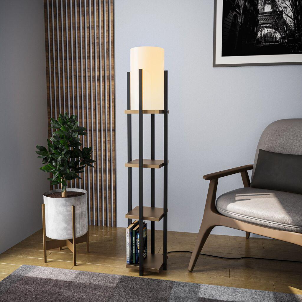 Opviq Shelf Lamp 8115 Podna lampa, Braon-Bela