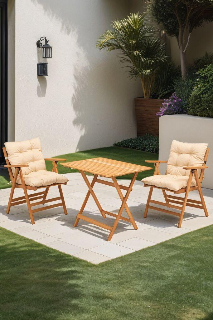 Hanah Home Baštenski set 2 stolice i stočić Bež